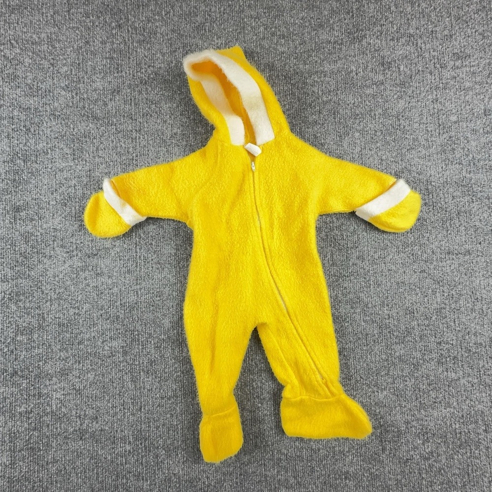 Vintage Toddletime Snowsuit Girls 6-9 Months Yellow Hooded Fleece Footed Winter